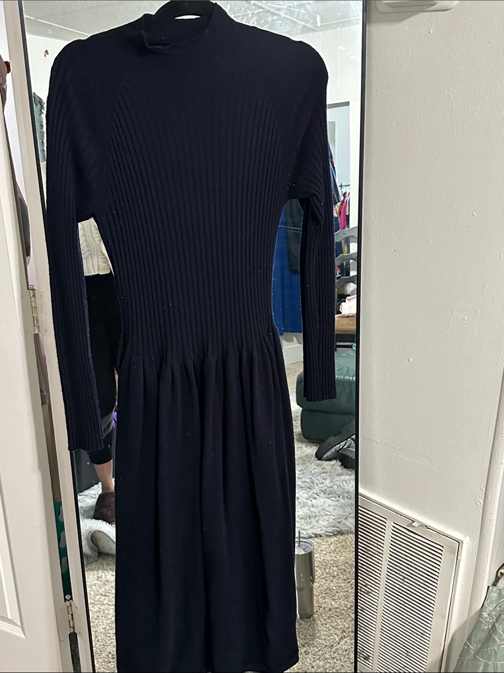 Uniqlo Black Ribbed Knit Dress